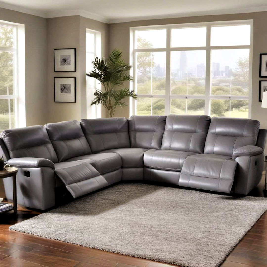 grey sectional with built in recliners - 15 Grey Sectional Living Room Ideas