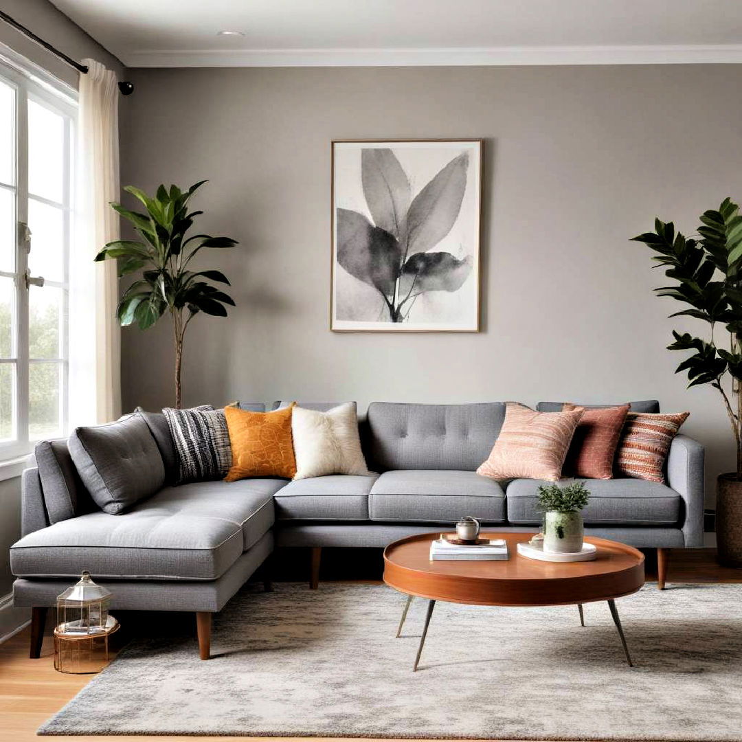 grey sectional with mid century modern flair - 15 Grey Sectional Living Room Ideas