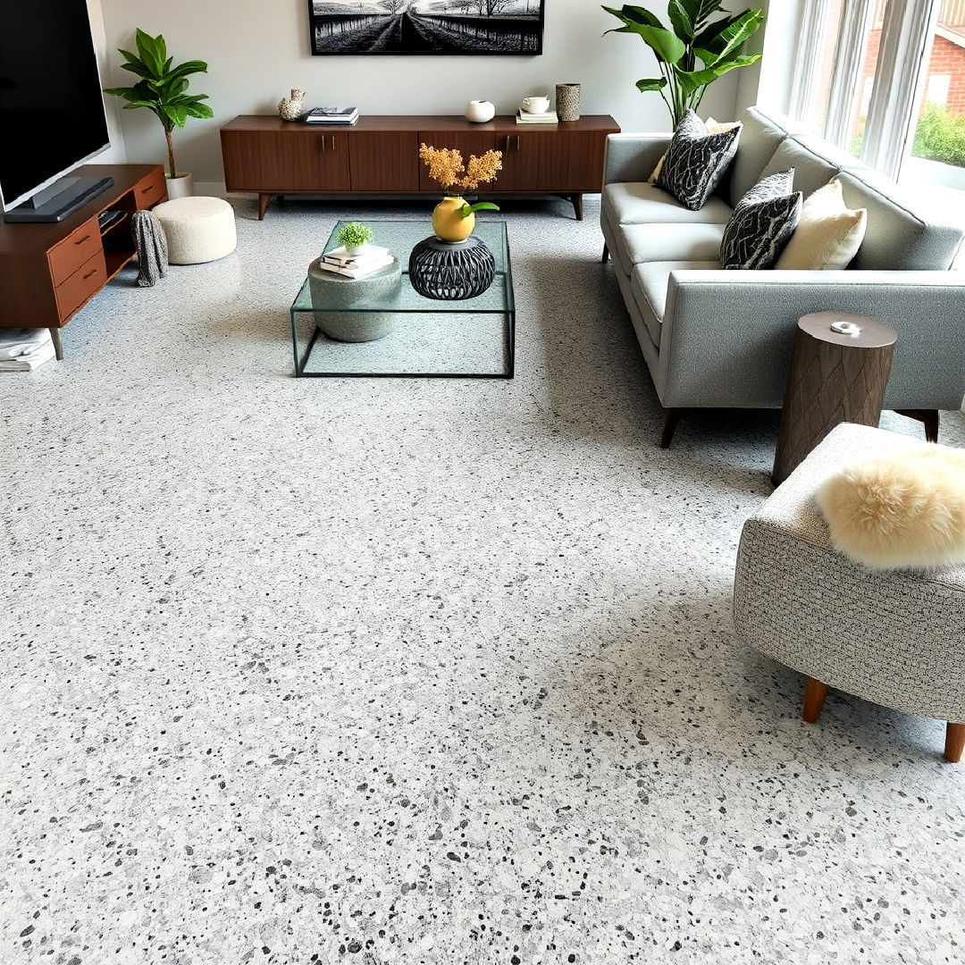 grey terrazzo flooring living room - 25 Grey Flooring Living Room Ideas