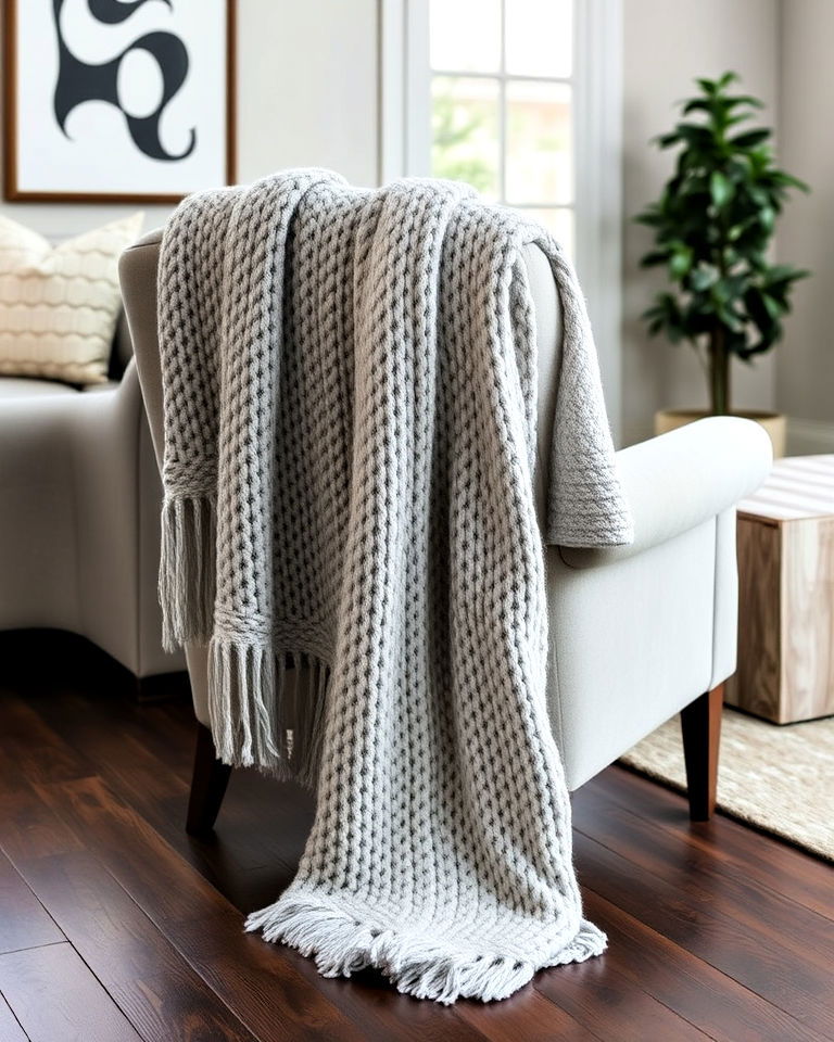 grey throw blankets for dark wood floor living room - 20 Grey Living Room With Dark Wood Floors
