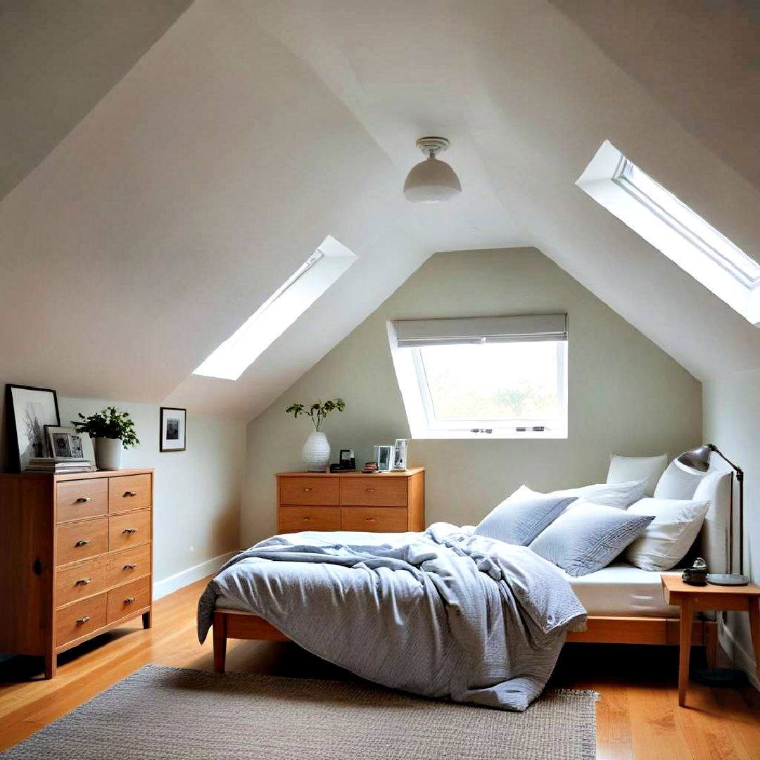 guest bedroom in attic room - 30 Low Ceiling Small Attic Room Ideas