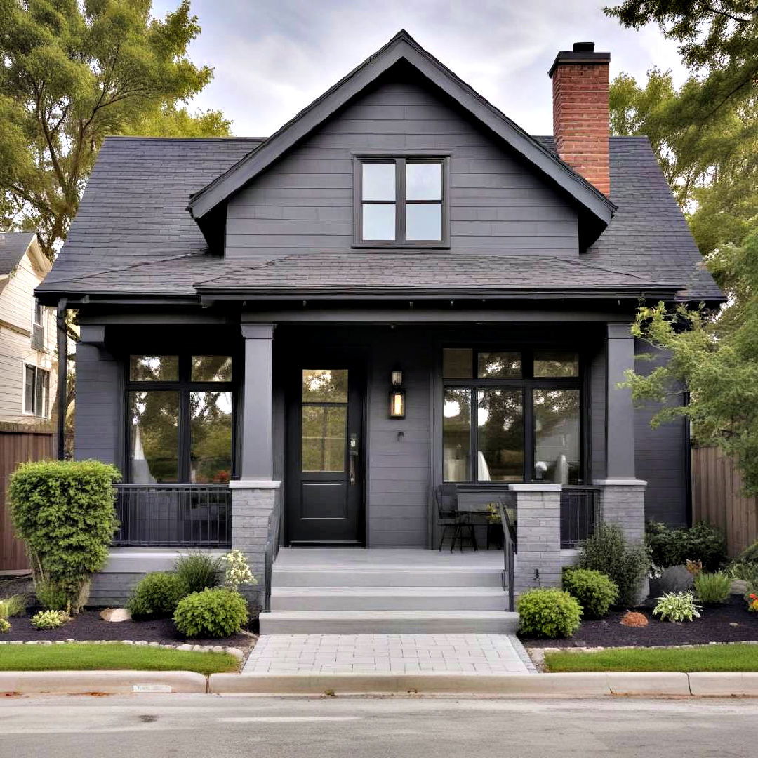 gunmetal gray exterior house paint idea - 40 Gray Exterior House Paint Ideas