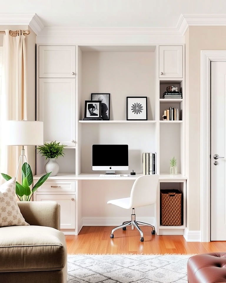 half wall with integrated desk design - 30 Half Wall Ideas