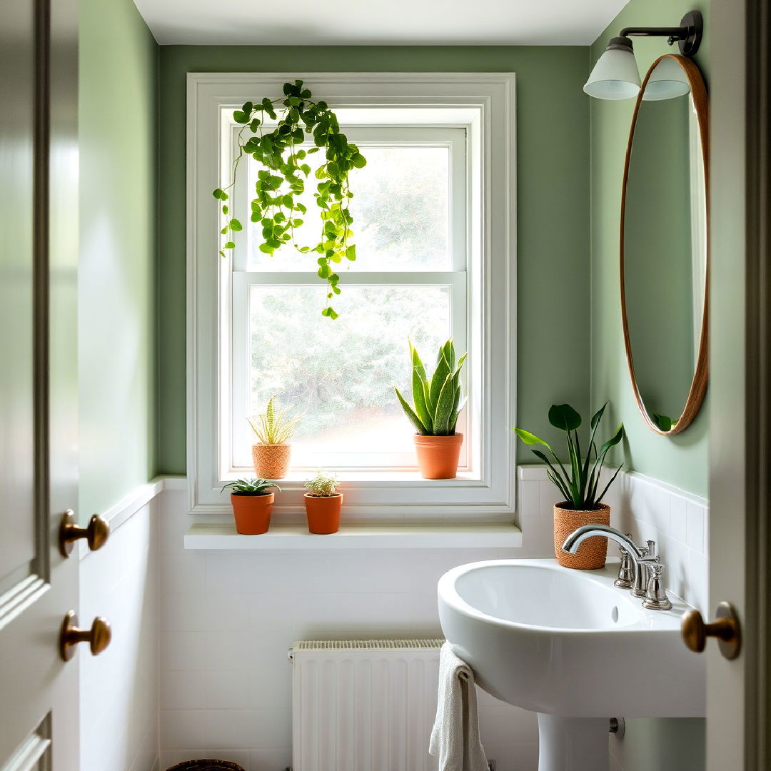 hallway bathroom with small plants - 20 Hallway Bathroom Ideas