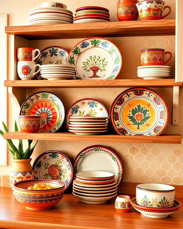 hand painted ceramic dinnerware ideas - 25 Southwestern Kitchen Ideas