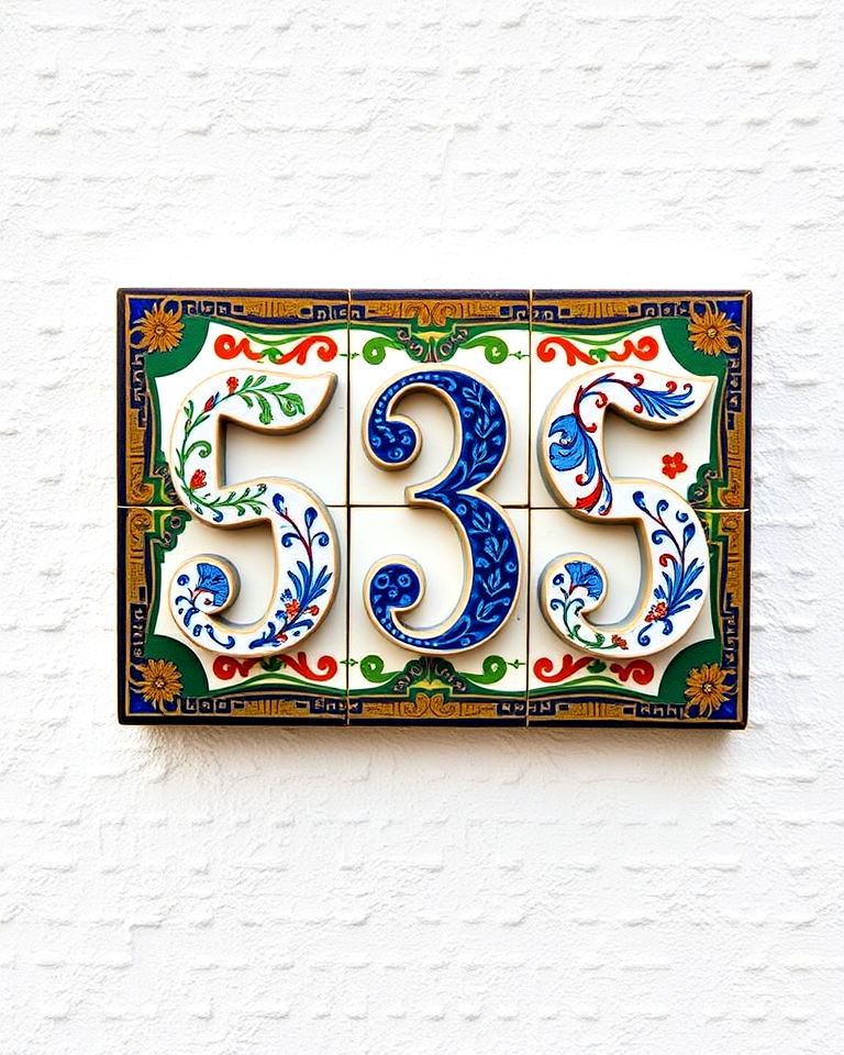 hand painted ceramic tile numbers - 40 House Number Ideas