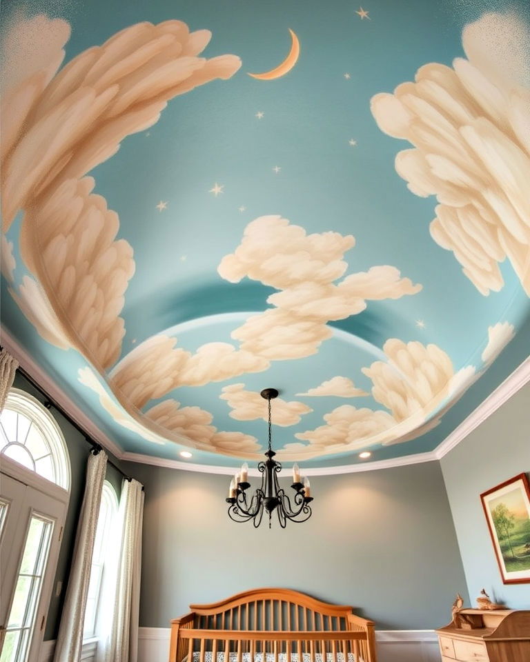 hand painted mural on barrel ceiling - 20 Barrel Ceiling Ideas