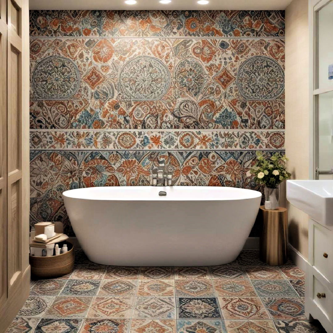 handcrafted ceramic tile - 25 Boho Bathroom Ideas