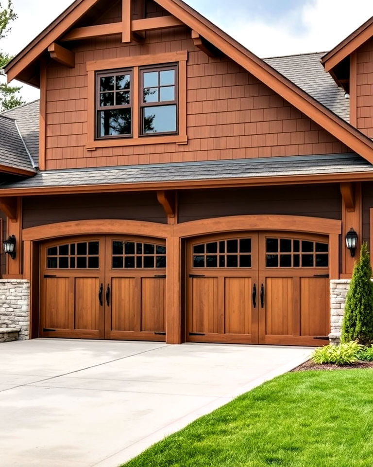 handcrafted charm with wide garage doors - 40 Craftsman Style House Exterior Ideas
