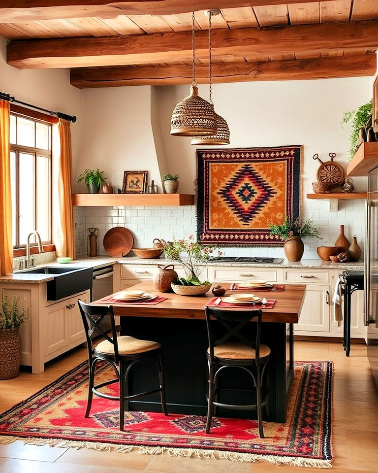 handwoven textiles for southwestern kitchen - 25 Southwestern Kitchen Ideas