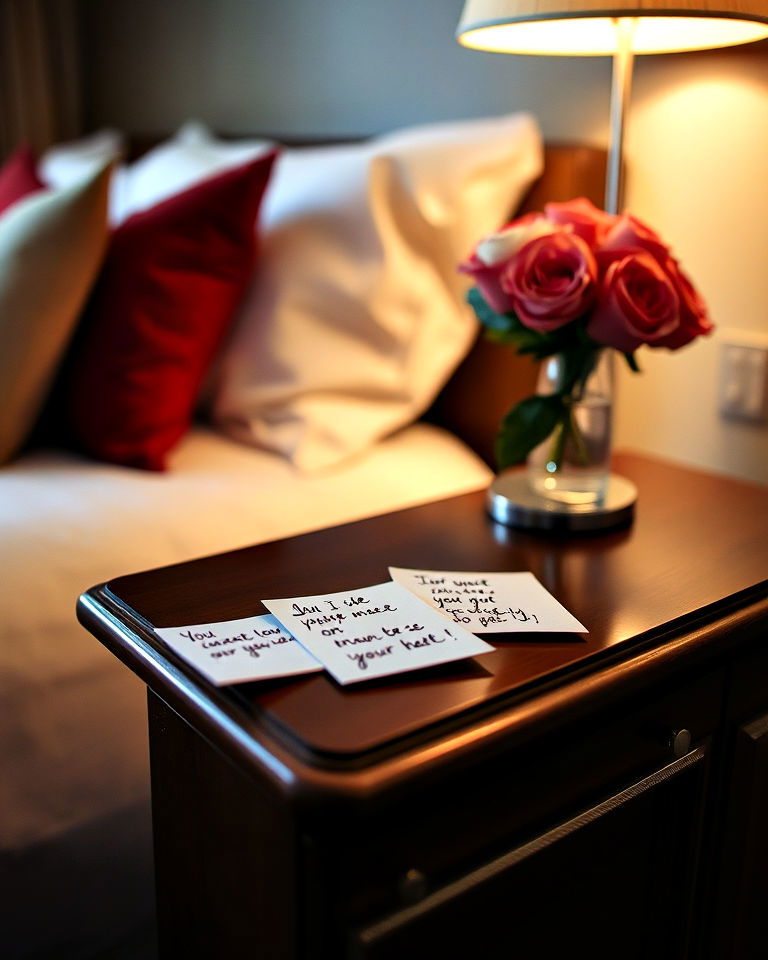 handwritten love notes to add personal touch - 30 Romantic Hotel Room Ideas