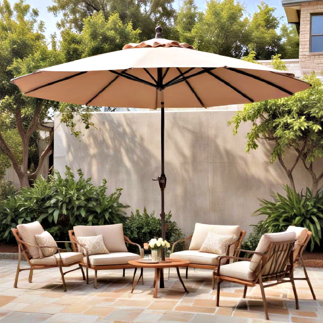 handy patio umbrella for shade - 25 Patio Furniture Ideas