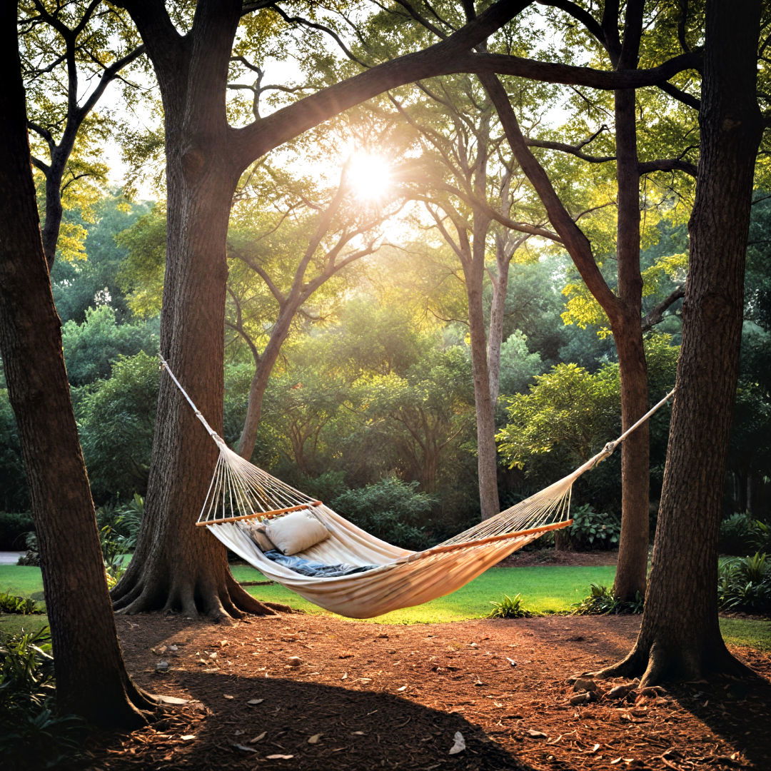 hang a hammock between trees - 40 Front Yard Landscaping Ideas