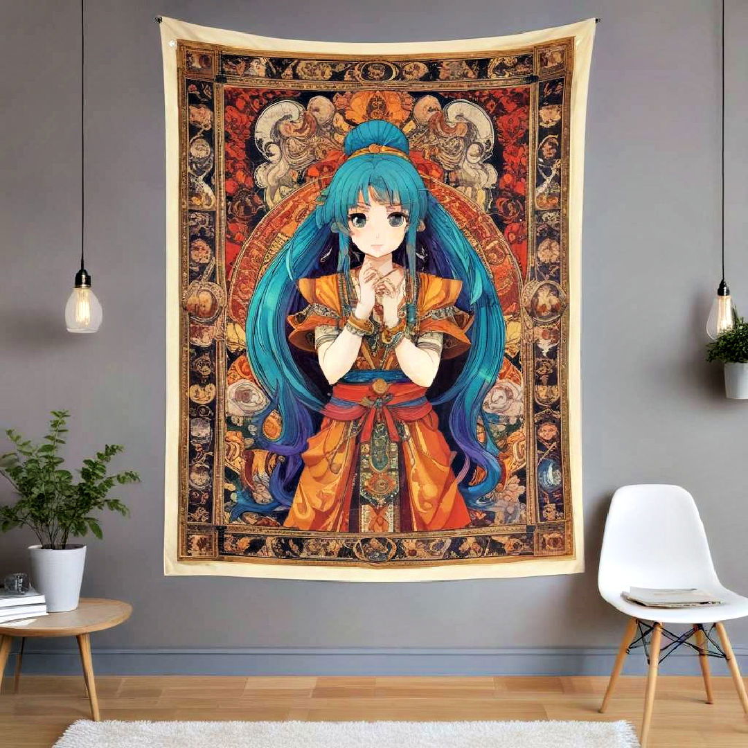 hang character tapestry - 40 Anime Room Ideas