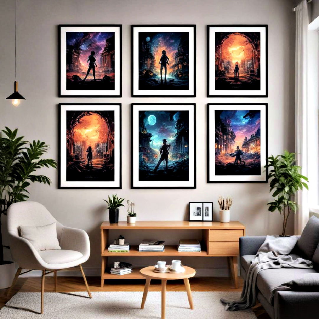 hang framed art prints - 40 Anime Room Ideas