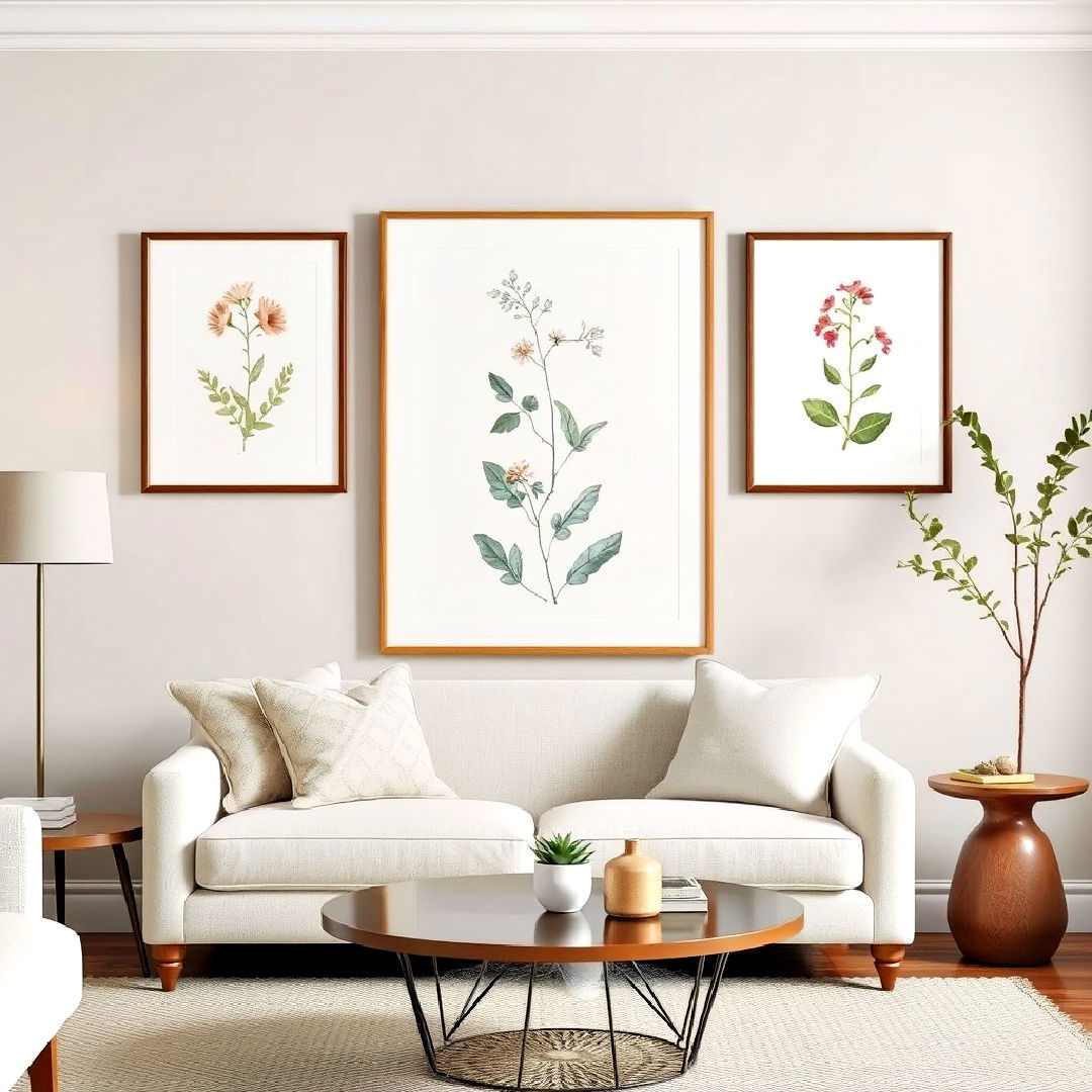 hang framed botanical prints - 30 Cottage Decorating Ideas