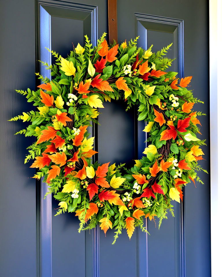 hang seasonal wreath on the door - 50 Foyer Decor Ideas