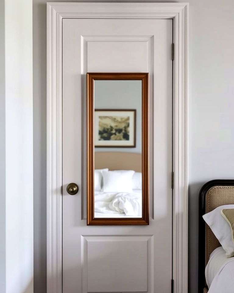 hang slim mirror on bedroom door - 25 Bedroom Door Decorating Ideas