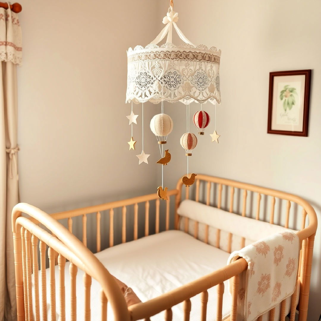 hang vintage inspired mobile - 25 Vintage Nursery Ideas