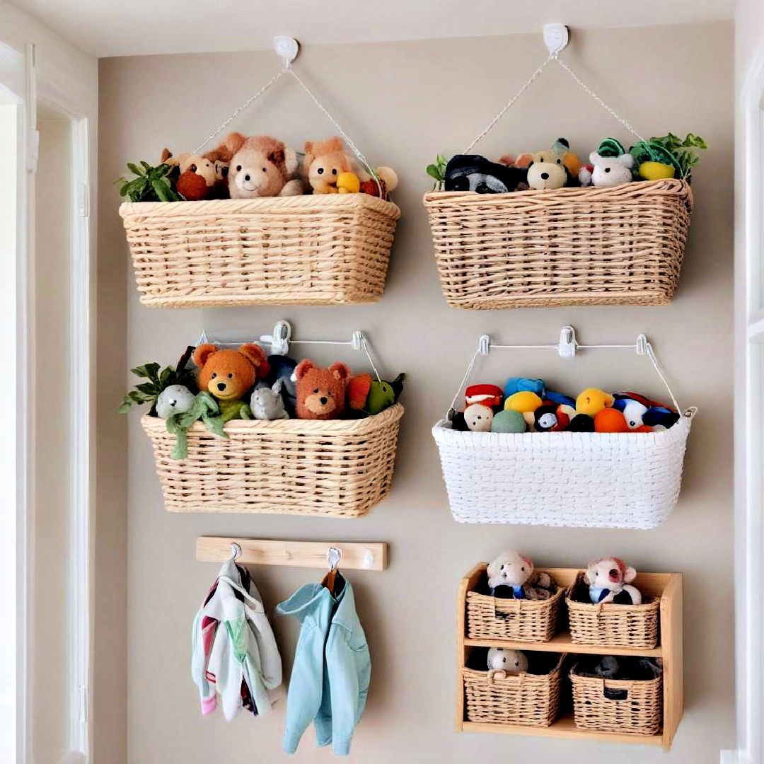hanging baskets for toy storage - 40 Toy Storage Ideas