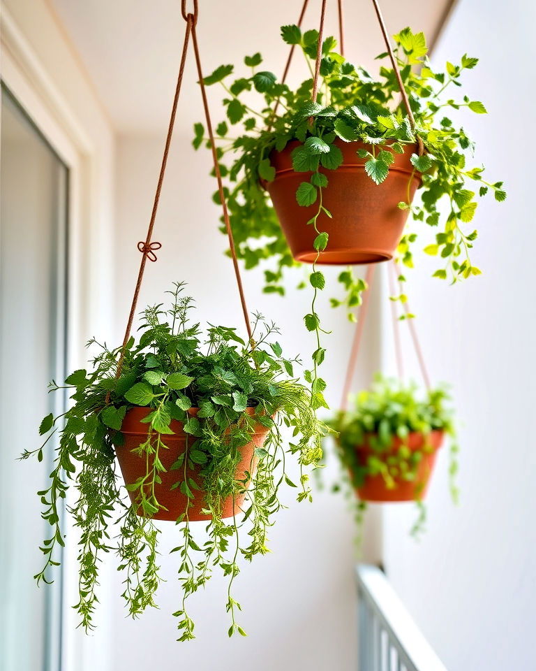 hanging herb baskets for balcony - 20 Balcony Herb Garden Ideas