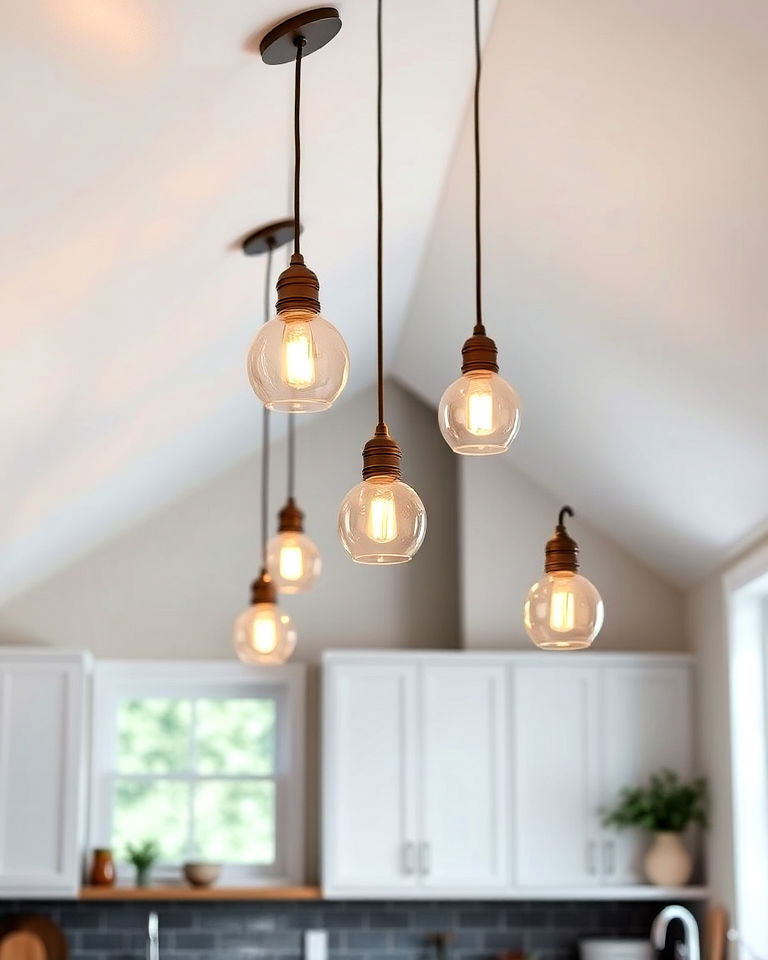 hanging pendant lights for sloped ceiling kitchen - 20 Sloped Ceiling Kitchen Ideas