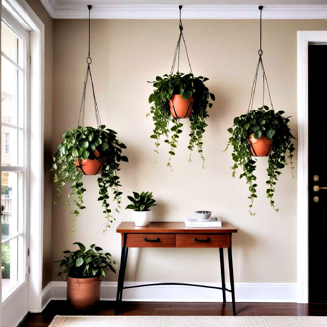 hanging planters to free up surface space - 20 Plant Room Ideas