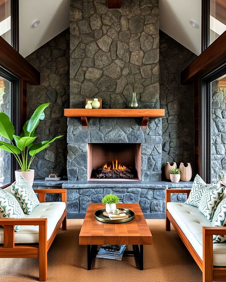 hawaiian inspired stone accents - 15 Hawaiian Interior Design Ideas