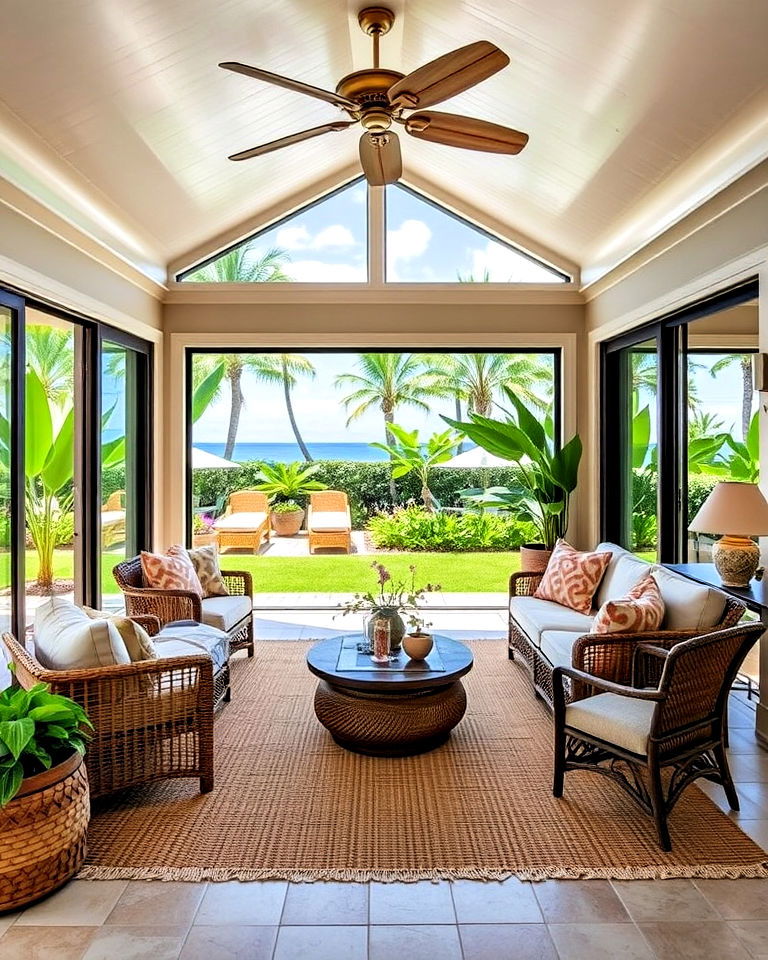 hawaiian lanai inspired space - 15 Hawaiian Interior Design Ideas