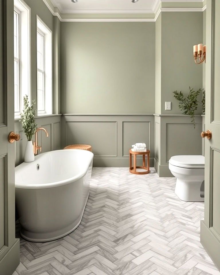 herringbone pattern mosaic for bathroom floor - 20 Bathroom Mosaic Floor Tile Ideas