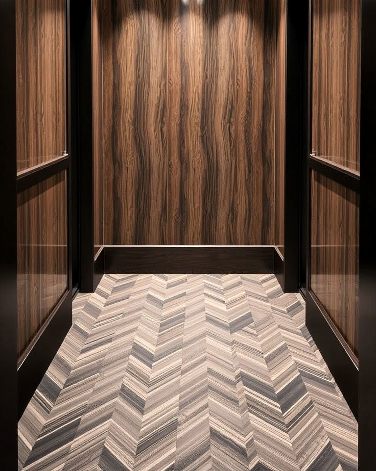herringbone patterned flooring ideas - 25 Elevator Design Ideas