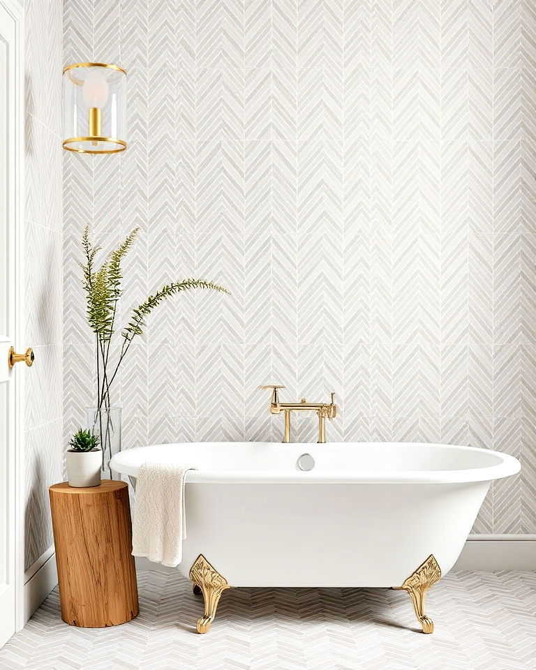 herringbone patterned wallpaper for bathroom - 30 Bathroom Wallpaper Ideas
