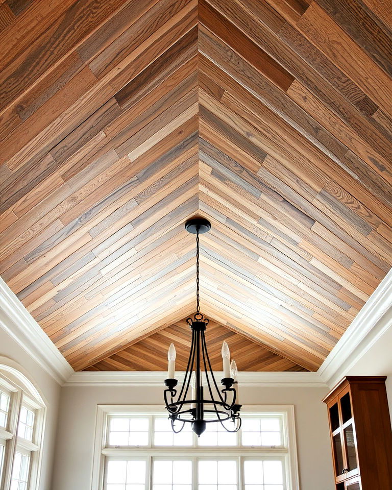 herringbone wood patterns for farmhouse ceiling - 20 Farmhouse Ceiling Ideas