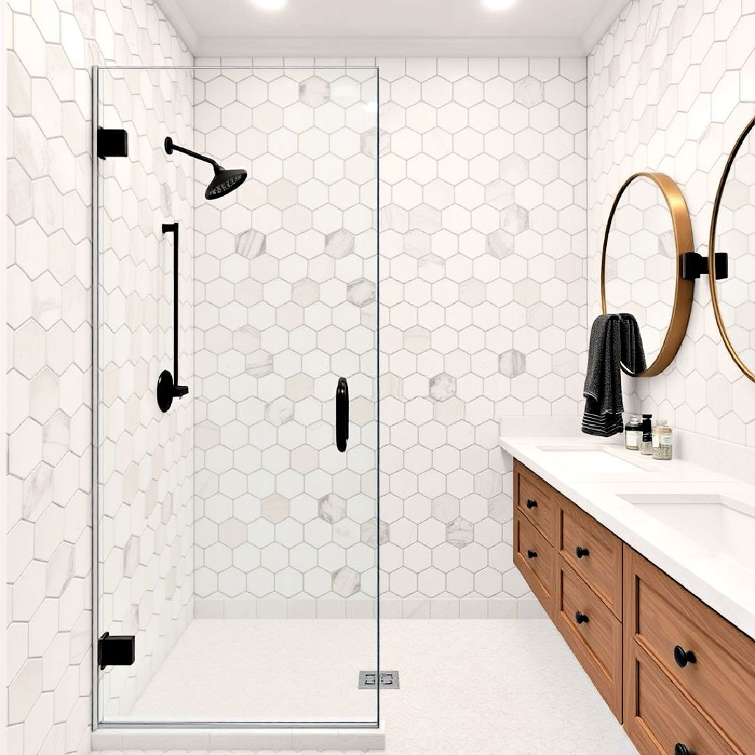 hexagon tiles for walk in shower - 30 Walk-in Shower Tile Ideas