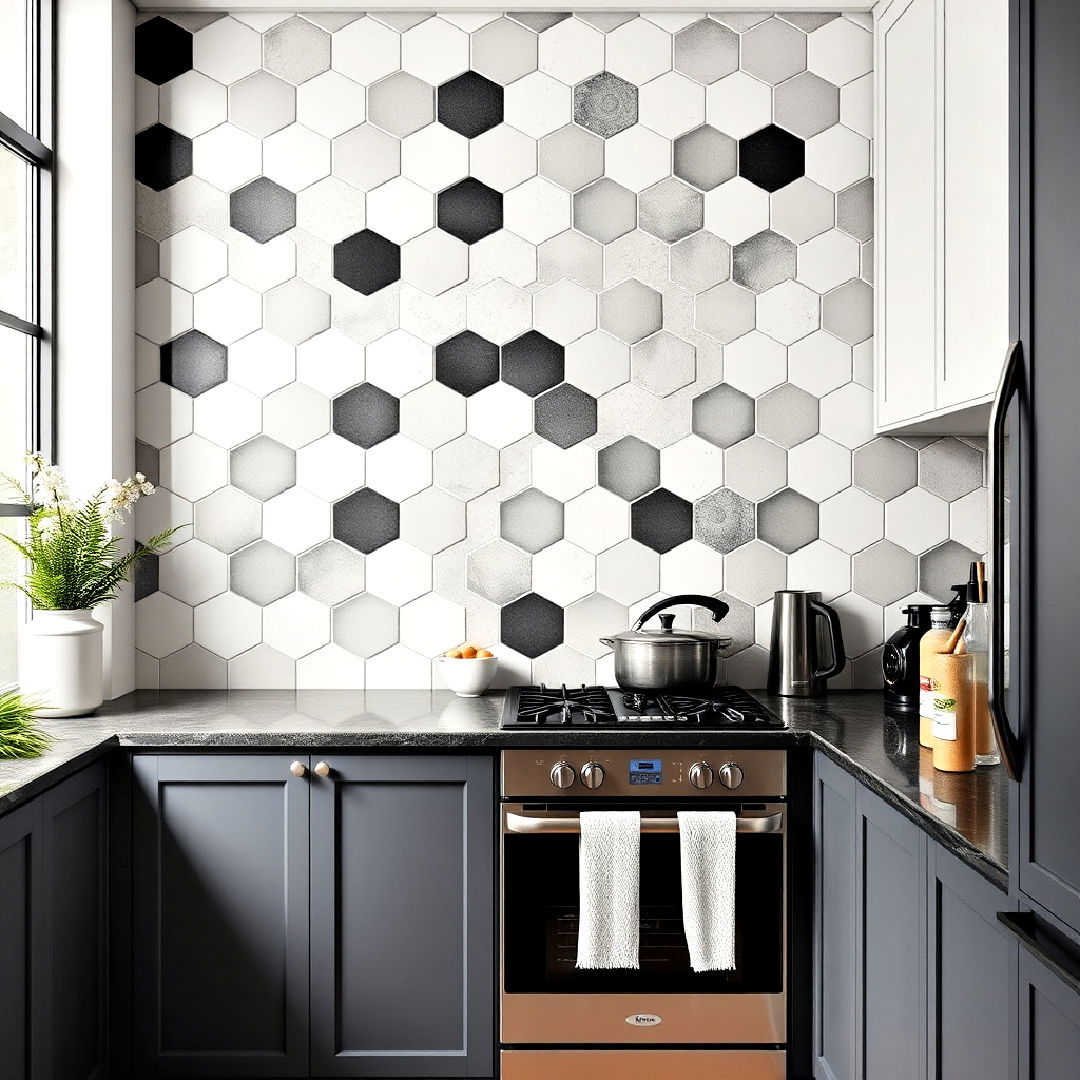 hexagonal tiles for kitchen accent wall - 25 Geometric Accent Wall Ideas
