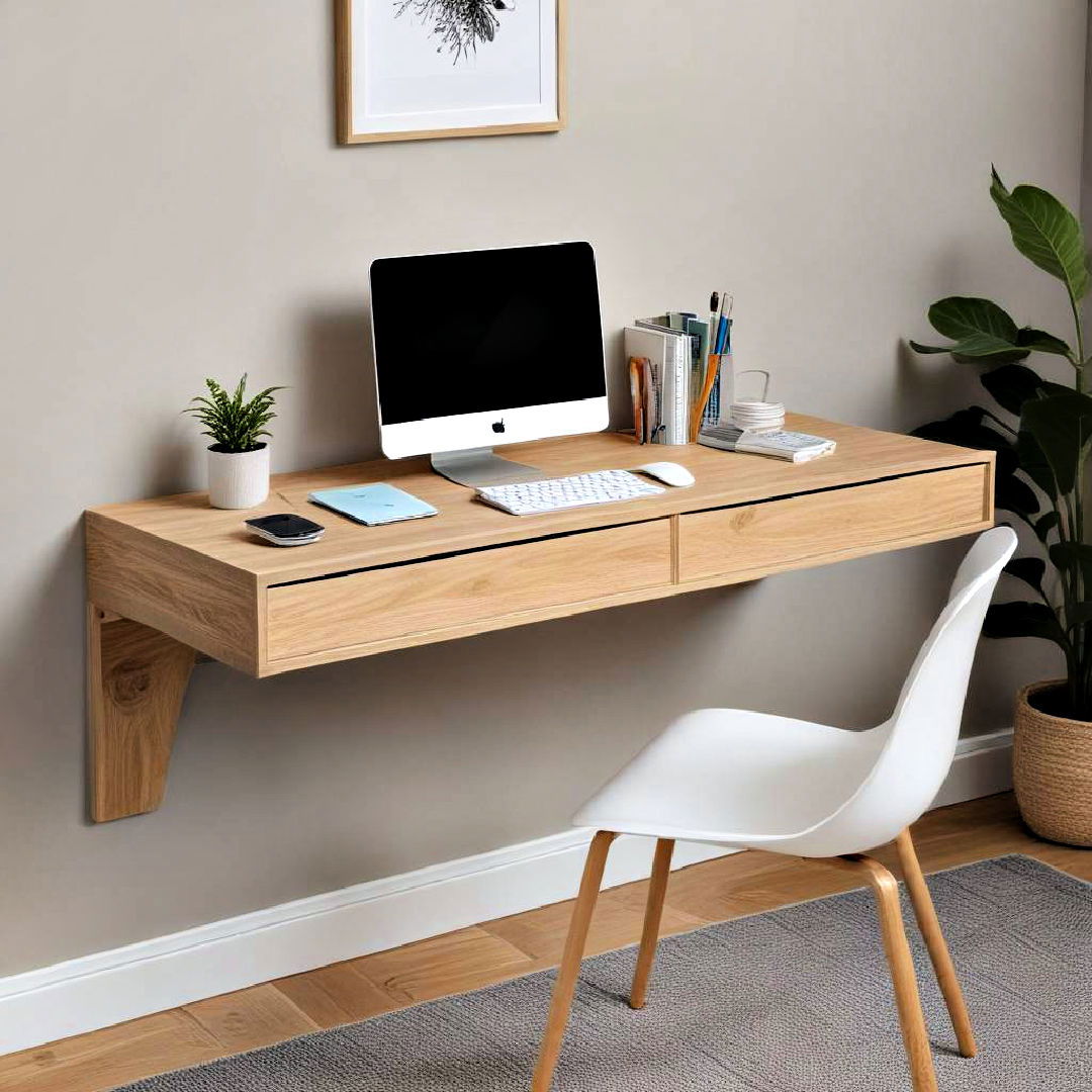 hidden storage for floating desk - 15 Floating Desk Ideas