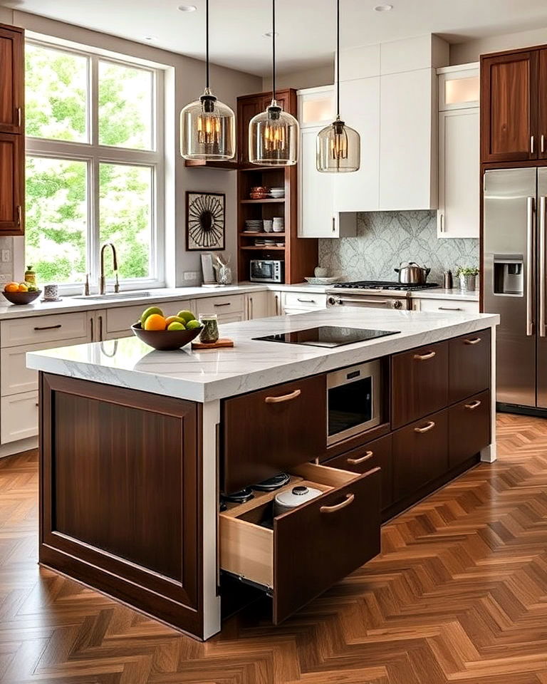 hidden storage for kitchen island - 20 Luxury Kitchen Island Ideas