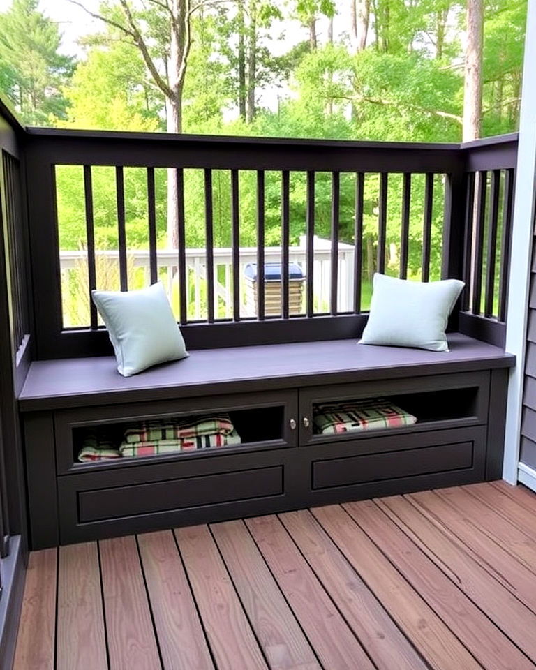 hidden storage with built in bench seating - 20 Deck Seating Ideas