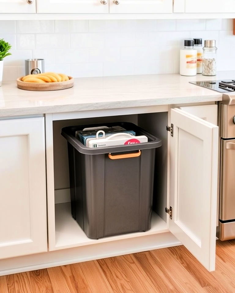 hidden trash compartment design - 25 Dream Kitchen Ideas