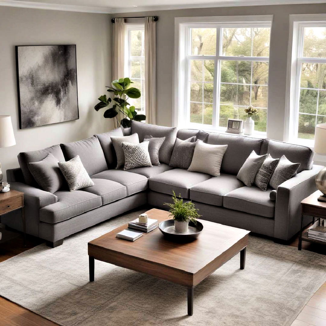 high back grey sectional for living room - 15 Grey Sectional Living Room Ideas
