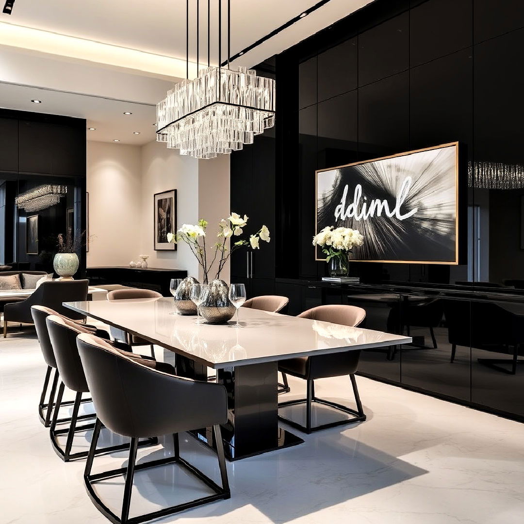 high gloss finish surfaces for luxury dining room - 40 Luxury Dining Room Ideas