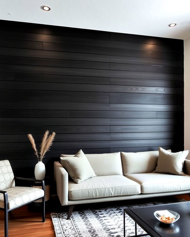 high impact black wood slat accent wall - 40 Wood Slat Accent Wall Ideas