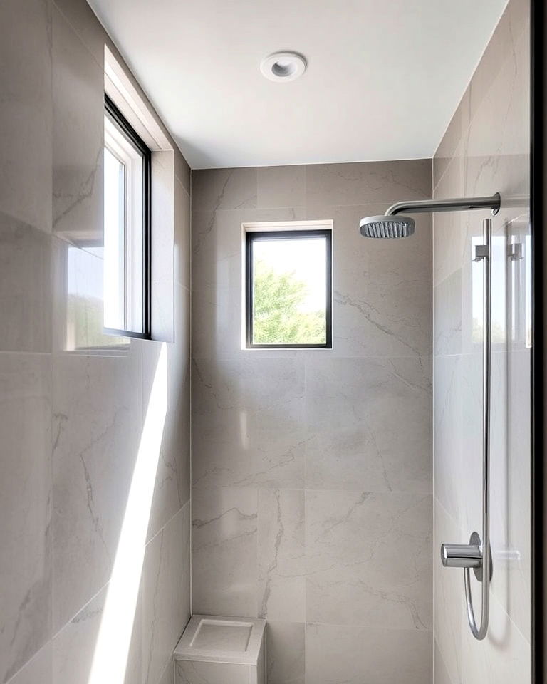 high set narrow window for shower - 30 Shower Window Ideas