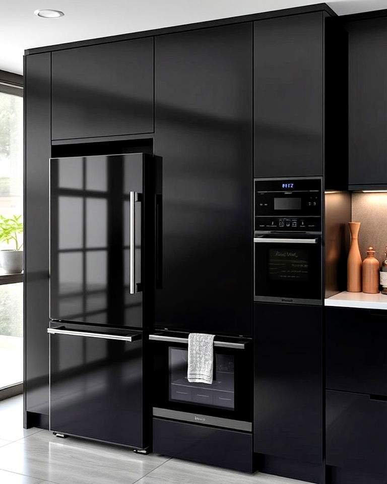 high tech black stainless steel appliances - 25 Dark Kitchen Ideas