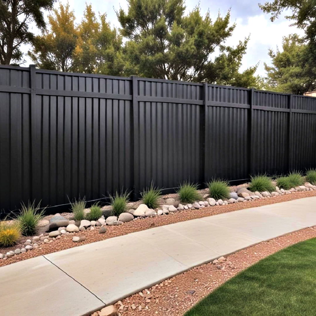 highly durable corrugated metal fence - 25 Backyard Fence Ideas