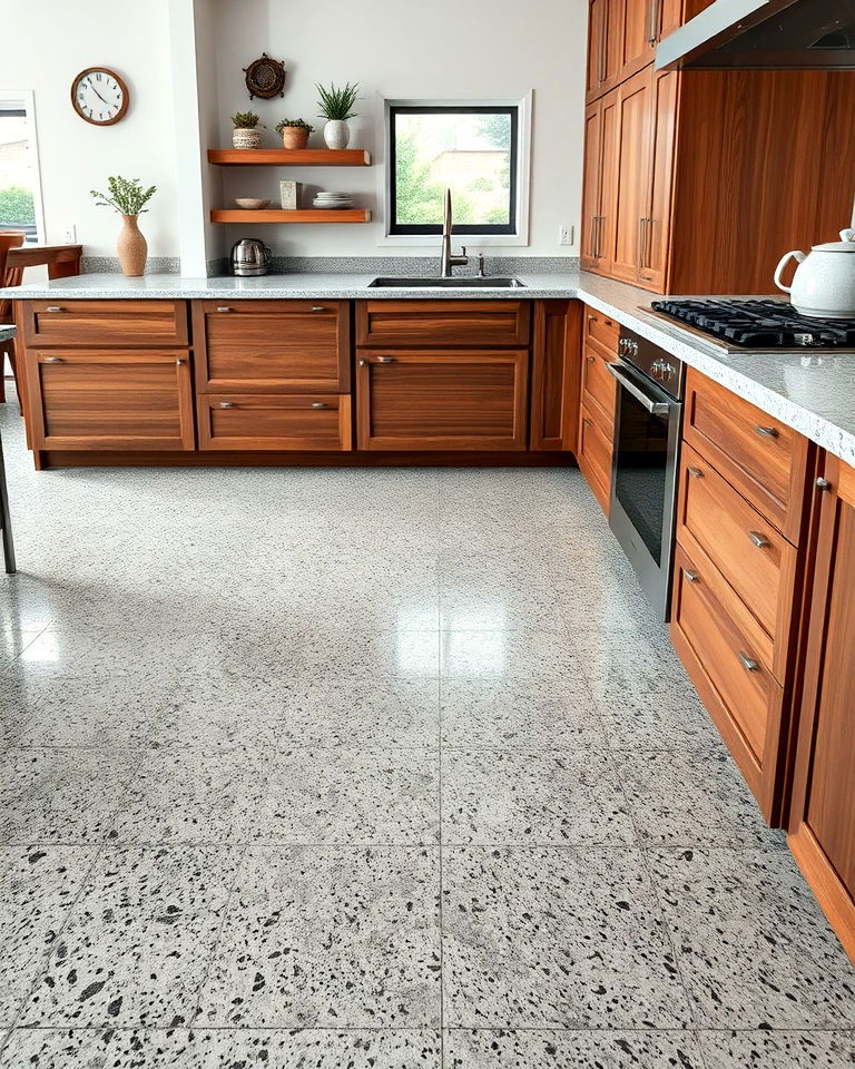 highly durable grey granite floor for kitchen - 20 Kitchens With Grey Floors