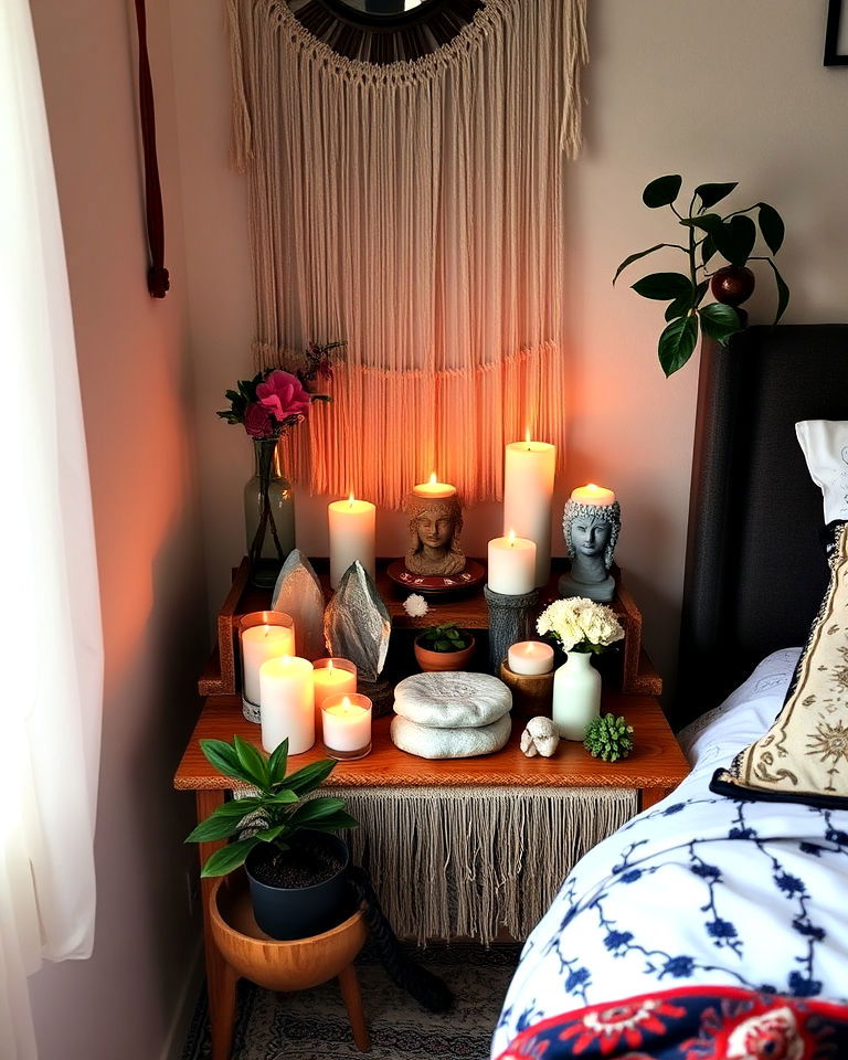 hippie bedroom with personal altar space - 25 Hippie Bedroom Ideas