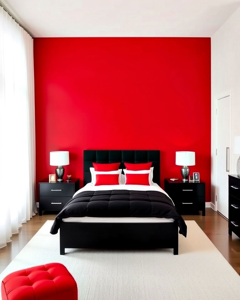 holiday staircase decor with lanterns - 25 Red and Black Bedroom Ideas