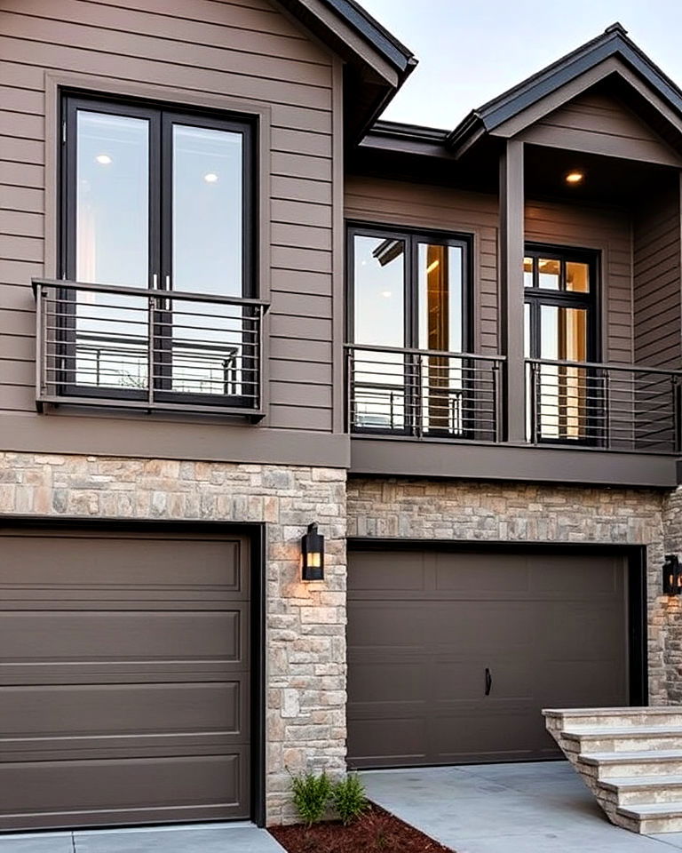 home exterior with taupe and pewter combo - 25 Exterior Taupe House Color Combinations