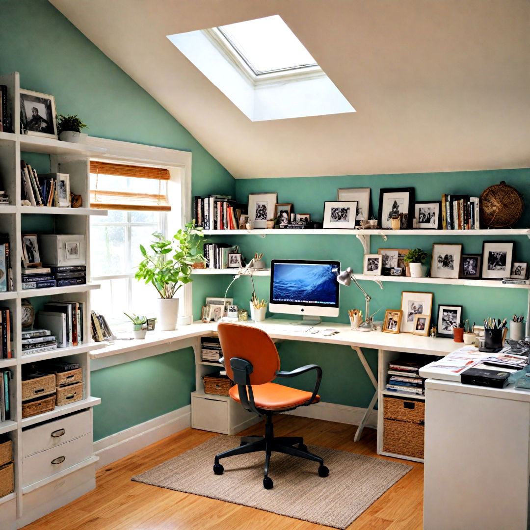 home office with low ceiling small attic room - 30 Low Ceiling Small Attic Room Ideas